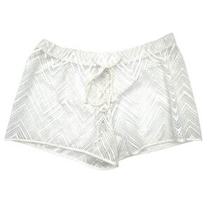 MILLY CABANA NWT $150 Women's Medium White Crochet Shorts Sheer Swim Cover Up